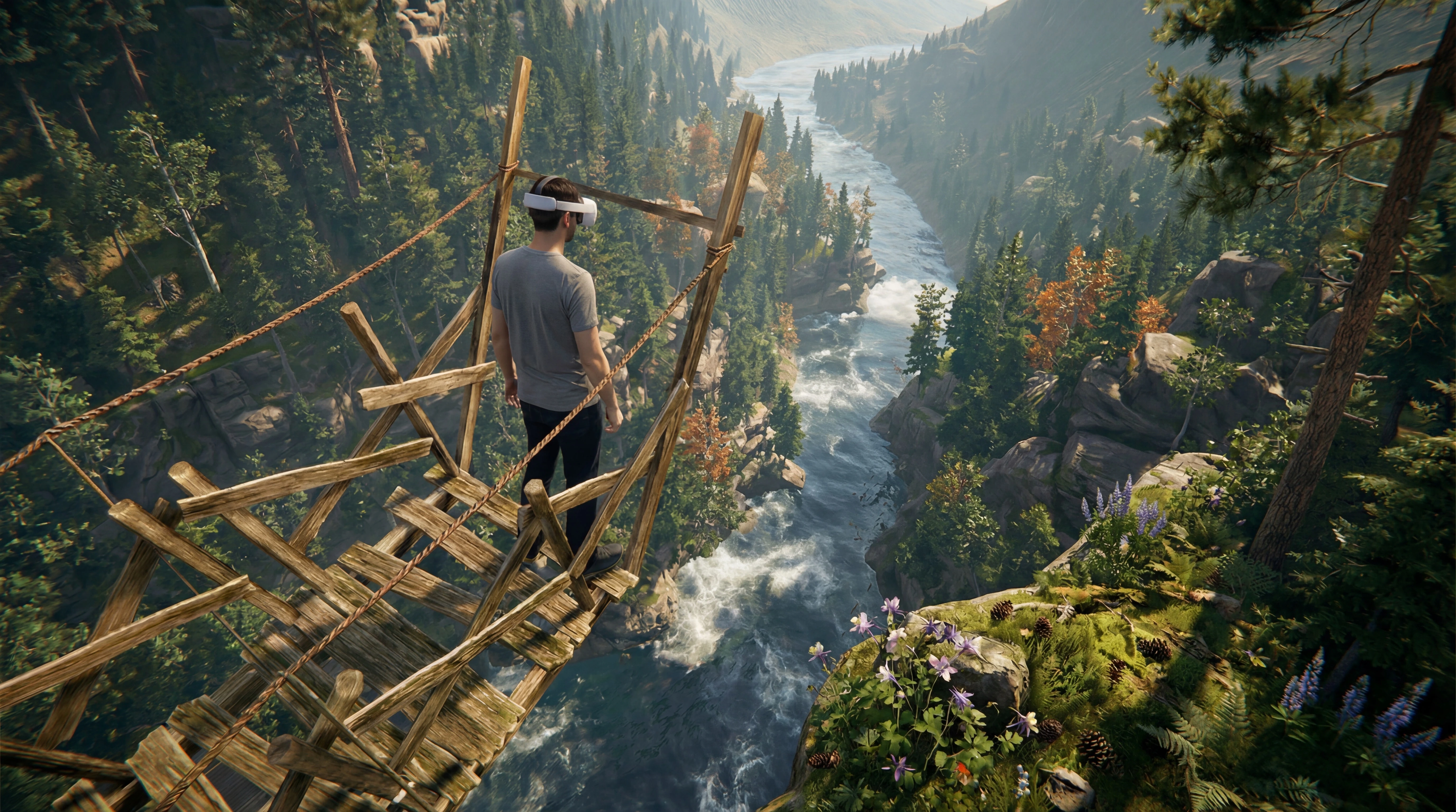 SkyDrop VR immersive bridge scene